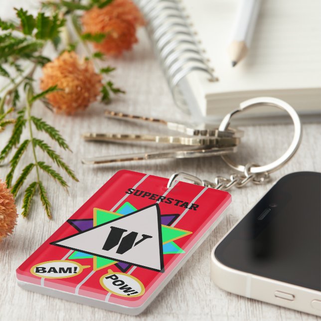Superstar Cartoon Monogram Red Black Key Ring (Front Right)