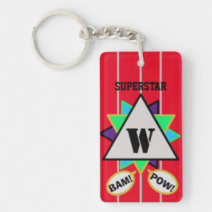 Superstar Cartoon Monogram Red Black Key Ring