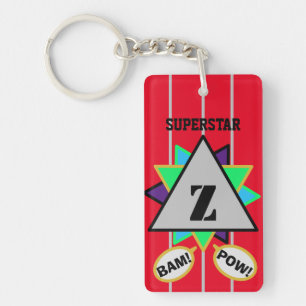 Superstar Cartoon Monogram Red Blue Green Key Ring