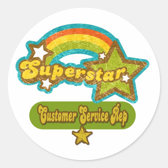 Superstar Customer Service Rep Classic Round Sticker (Front)