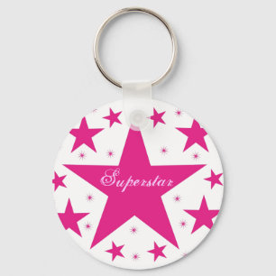 Superstar Keychain, Pink Key Ring