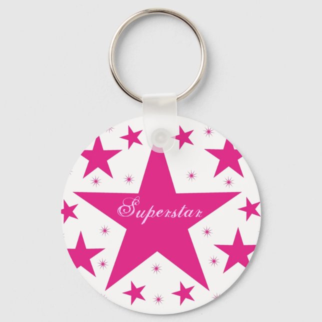 Superstar Keychain, Pink Key Ring (Front)