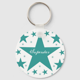 Superstar Keychain, Teal Key Ring