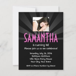 Superstar Lights Photo Birthday Party Invitations