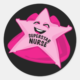 superstar nurse funny sticker! classic round sticker