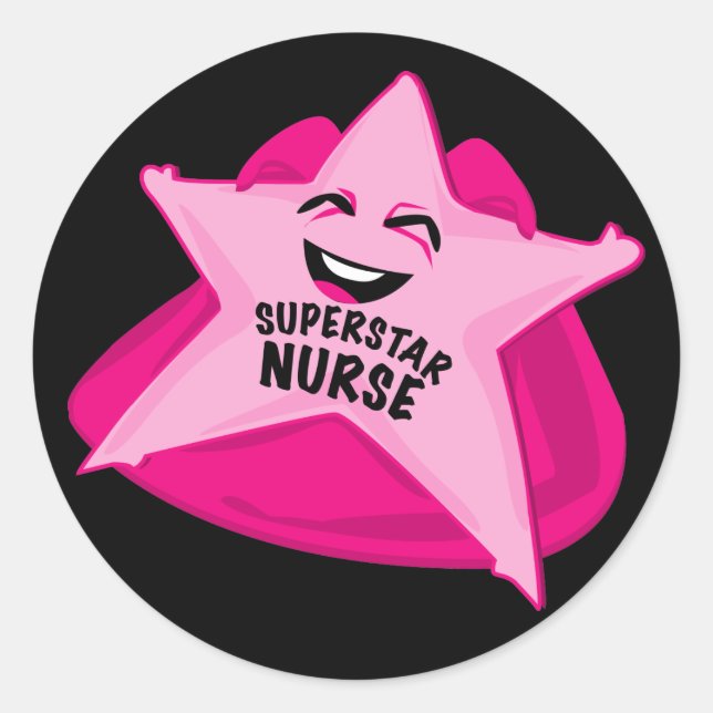 superstar nurse funny sticker! classic round sticker (Front)