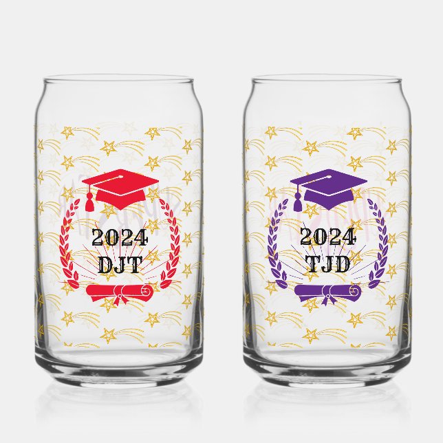 Superstar Pattern Graduation Drinkware Set Can Glass (Back)