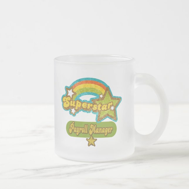 Superstar Payroll Manager Frosted Glass Coffee Mug (Right)