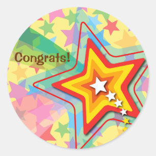 Superstar Rainbow Fun Party Favour Label / Sticker