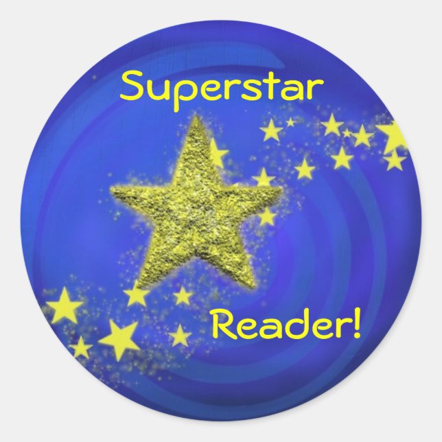 Superstar Reader! Classic Round Sticker (Front)