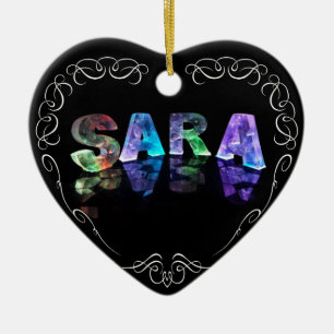 Superstar Sara -  Name in Lights (Photograph) Ceramic Tree Decoration