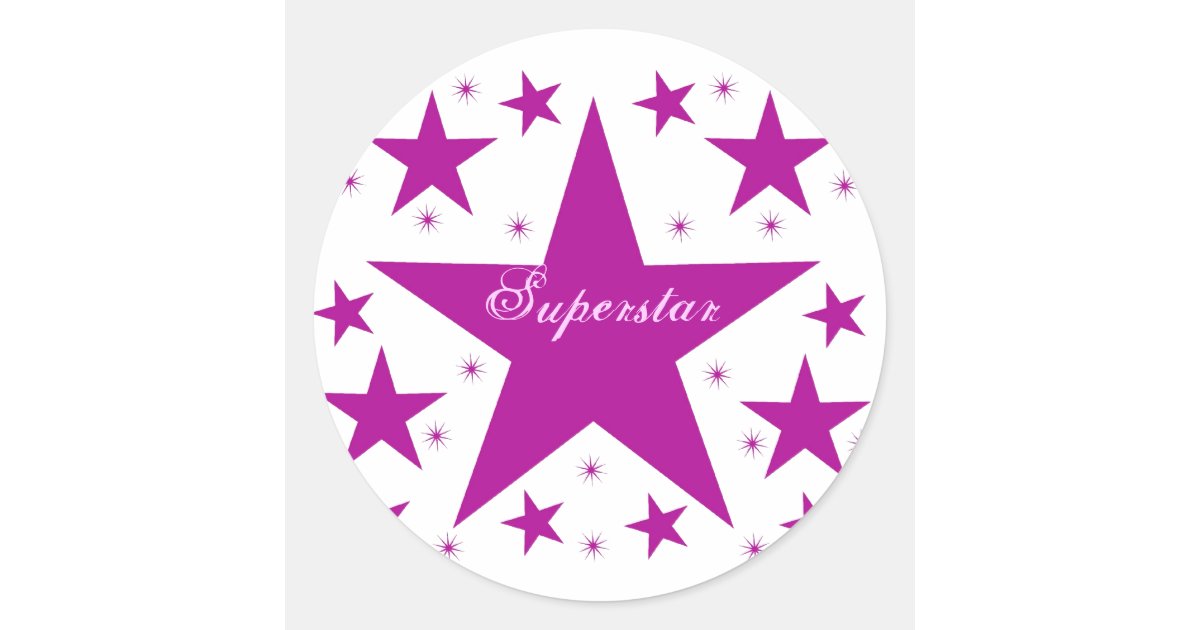 Superstar Stickers, Purple Classic Round Sticker | Zazzle