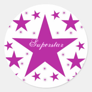 Superstar Stickers, Purple Classic Round Sticker