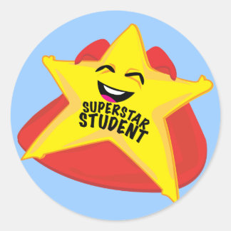 superstar student funny sticker! classic round sticker