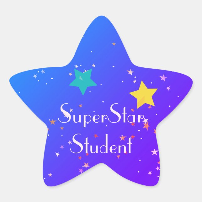 SuperStar Student with Stars  Star Sticker (Front)