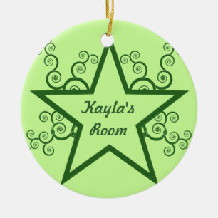 Superstar Swirls Doorhanger Ornament, Green Ceramic Tree Decoration