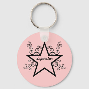 Superstar Swirls Keychain, Black Key Ring