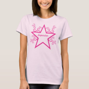 Superstar Swirls Ladies Shirt, Bright Pink T-Shirt