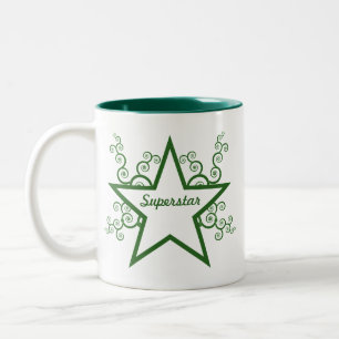 Superstar Swirls Mug, Forest Green Two-Tone Coffee Mug