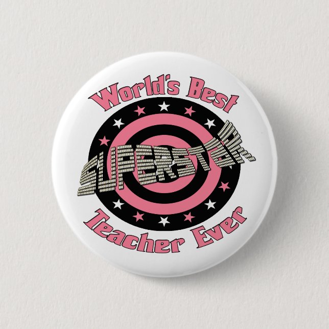 Superstar Teacher 6 Cm Round Badge (Front)