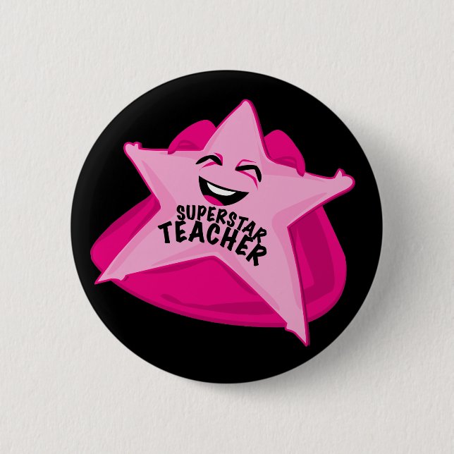 superstar teacher funny pin (Front)