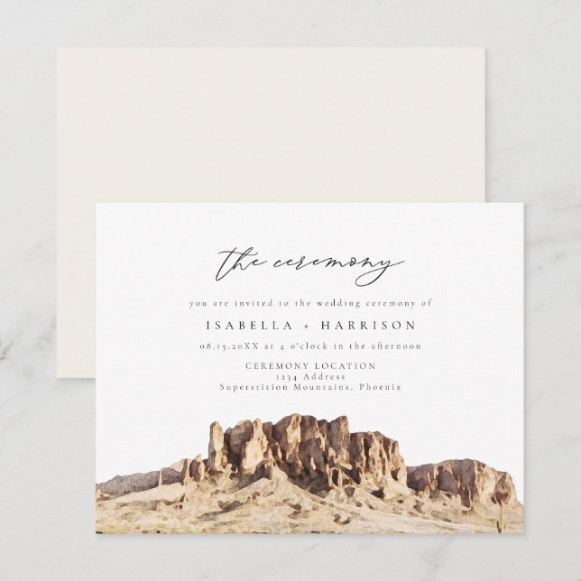 SUPERSTITION MOUNTAIN Desert Wedding Ceremony Invitation (Front/Back)