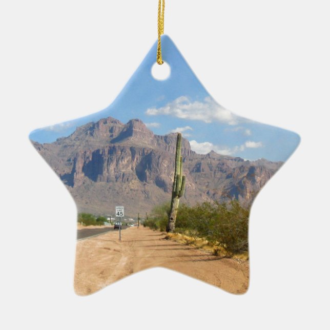 Superstition Mountain - Panoramic Ceramic Tree Decoration (Front)