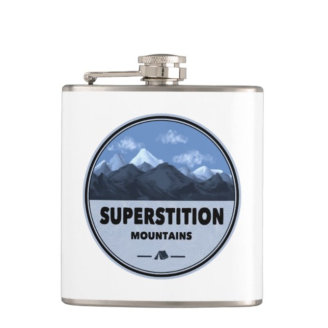 Superstition Mountains Arizona Camping Hip Flask (Front)