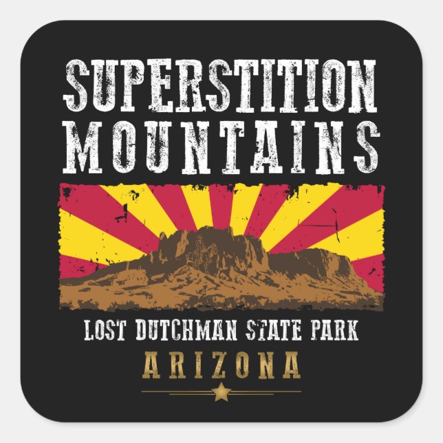SUPERSTITION MOUNTAINS ARIZONA SQUARE STICKER (Front)