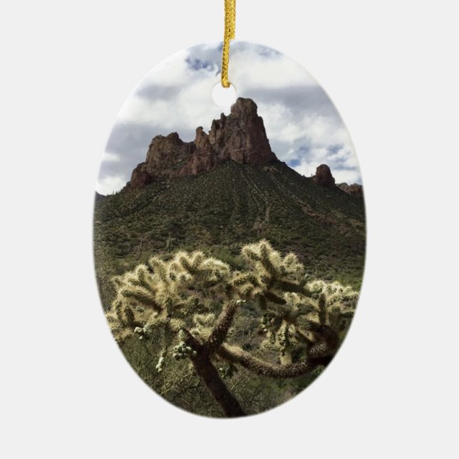 Superstition Mountains Ceramic Tree Decoration (Front)
