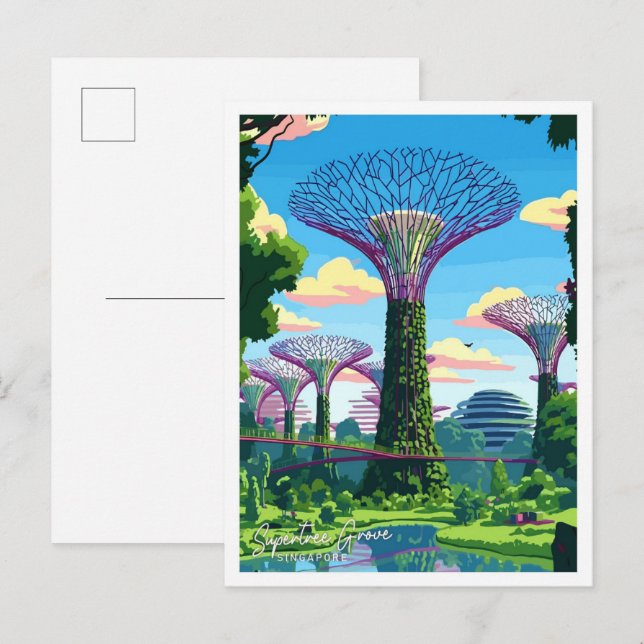 Supertree Grove Singapore Art Travel illustration Postcard (Front/Back)