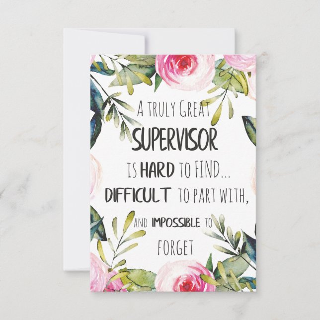 Supervisor Appreciation Thank you Quote Boss Card (Front)