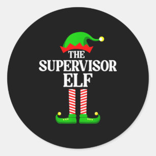 Supervisor Elf Family Matching Group Funny Christm Classic Round Sticker