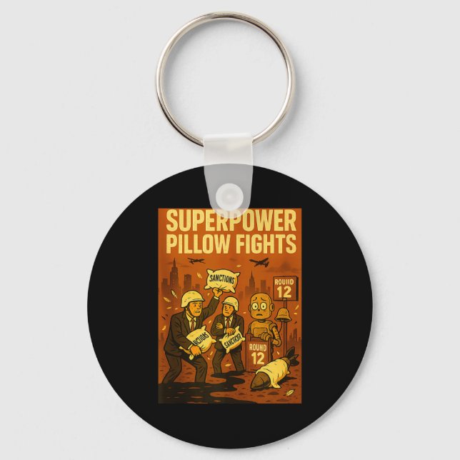Superwer Llow Fights Funny Geolitical Satire Gift  Key Ring (Front)