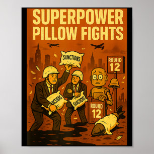 Superwer Llow Fights Funny Geolitical Satire Gift  Poster