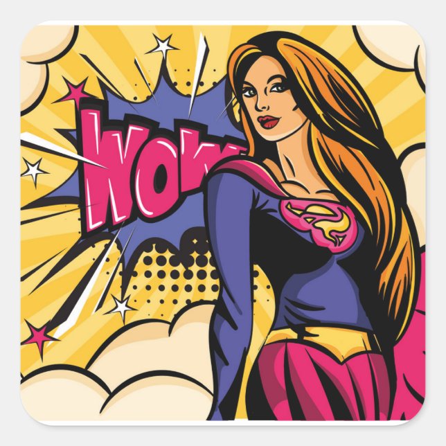Superwoman Brown hair  Square Sticker (Front)