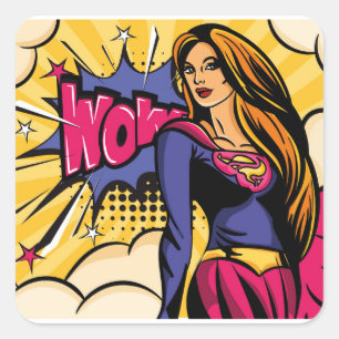 Superwoman Brown hair  Square Sticker
