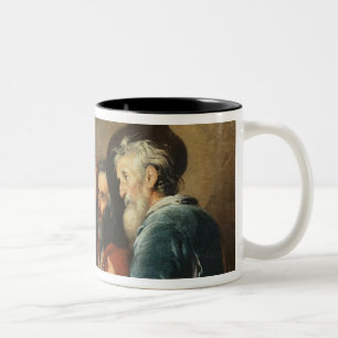 Supper at Emmaus (oil on canvas) 2 Two-Tone Coffee Mug