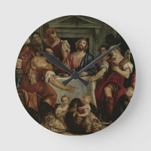 Supper at Emmaus (oil on canvas) Round Clock
