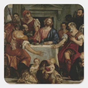 Supper at Emmaus (oil on canvas) Square Sticker