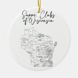 Supper Clubs of Wisconsin Ceramic Tree Decoration