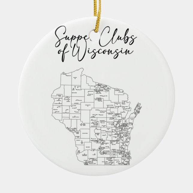 Supper Clubs of Wisconsin Ceramic Tree Decoration (Front)