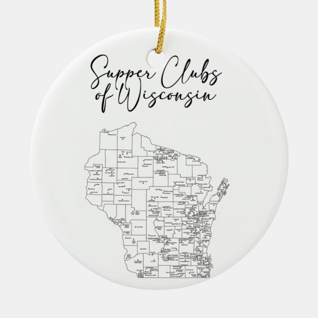 Supper Clubs of Wisconsin Ceramic Tree Decoration (Front)