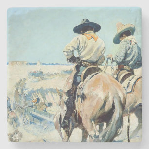 Supply Wagon Western Art by NC Wyeth Stone Coaster
