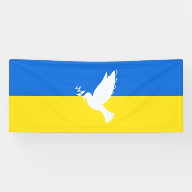 Supporrt Ukraine Banner Peace Dove - Freedom (Horizontal)