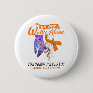 Support ADHD Awareness Ribbon Gifts 6 Cm Round Badge