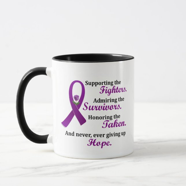 Support Admire Honour 2 Pancreatic Cancer Alzheime Mug (Left)