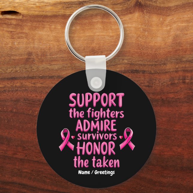 Support Admire Honour Breast Cancer Awareness Gift Key Ring (Front)