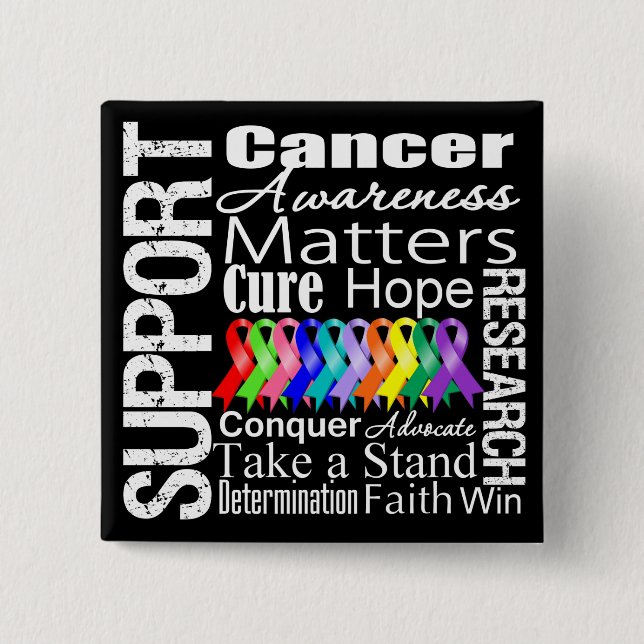 Support All Cancers Awareness 15 Cm Square Badge (Front)