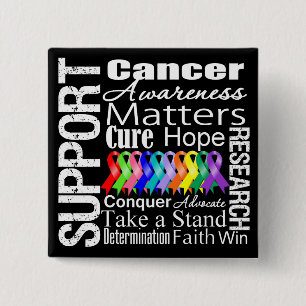 Support All Cancers Awareness 15 Cm Square Badge